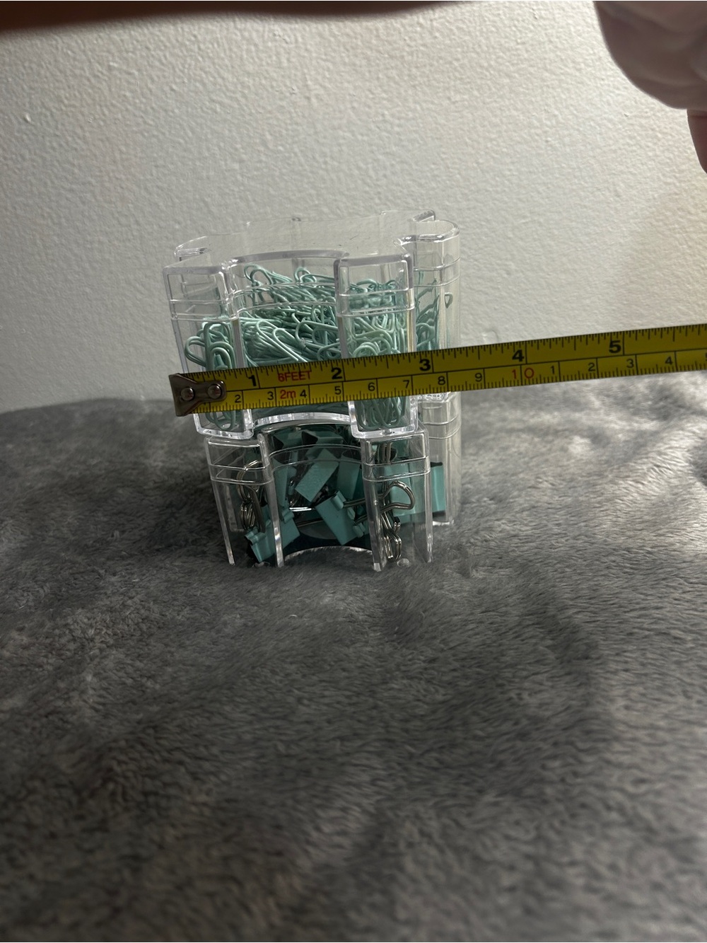 Clear Acrylic Organizer with Mint Paper Clips and Clips